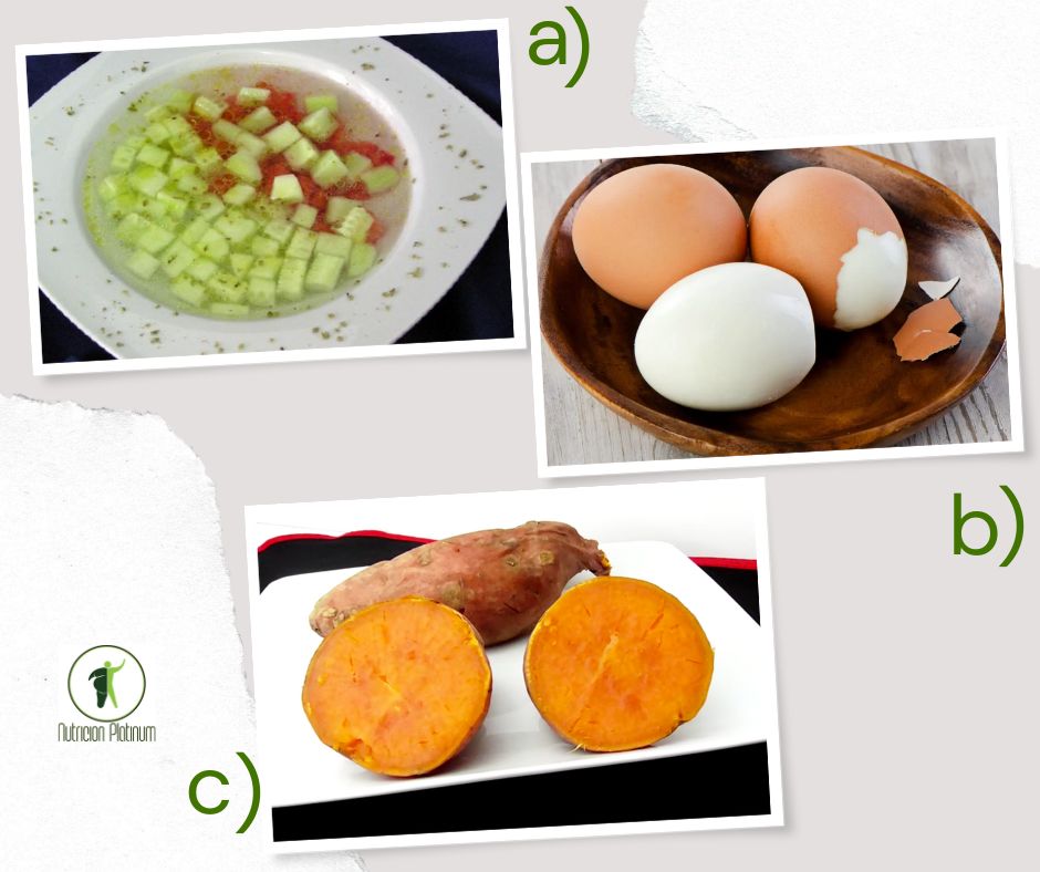 Gazpacho Almeriense con huevos cocidos y boniato.